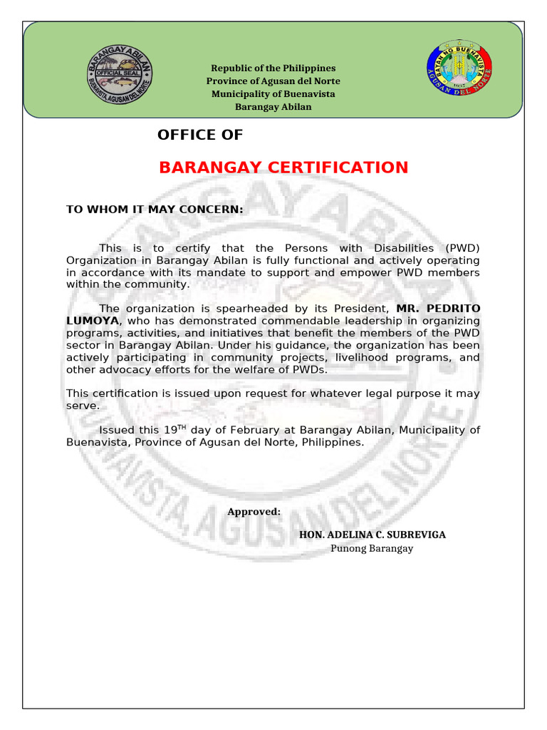 PWD Certification | PDF