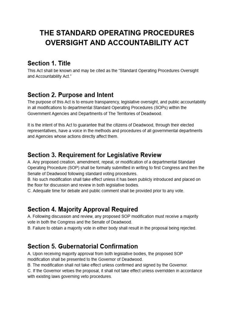 The Standard Operating Procedures Oversight and Accountability Act ...