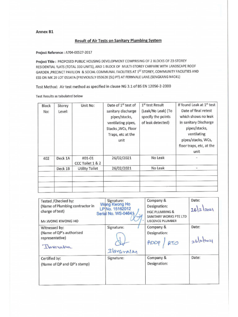 5.air Test For Sanitary Plumbing System | PDF