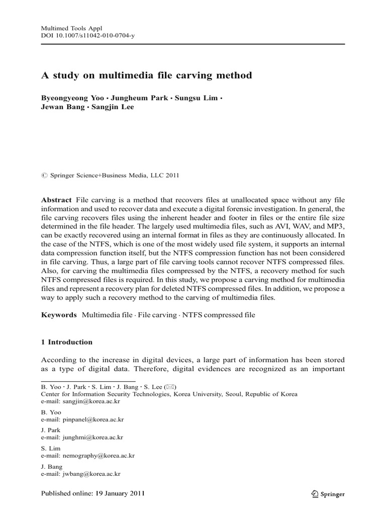 A Study on Multimedia File Carving Method | PDF | Data Compression ...
