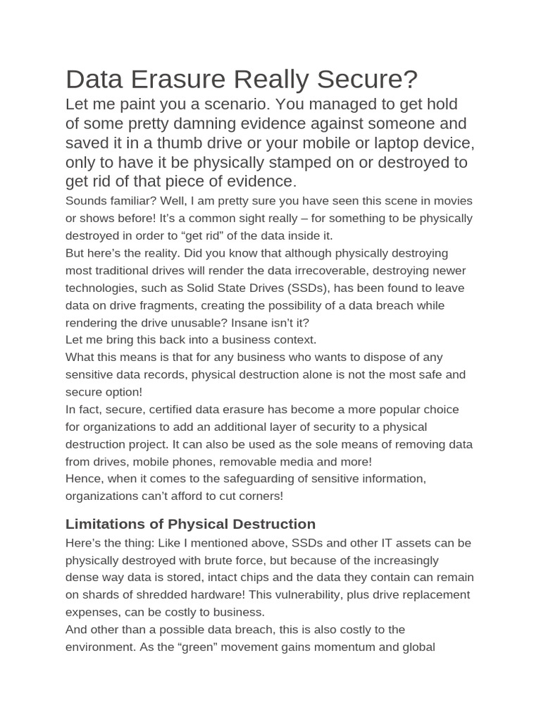 Data Erasure Really Secure | PDF | Data | Data Management