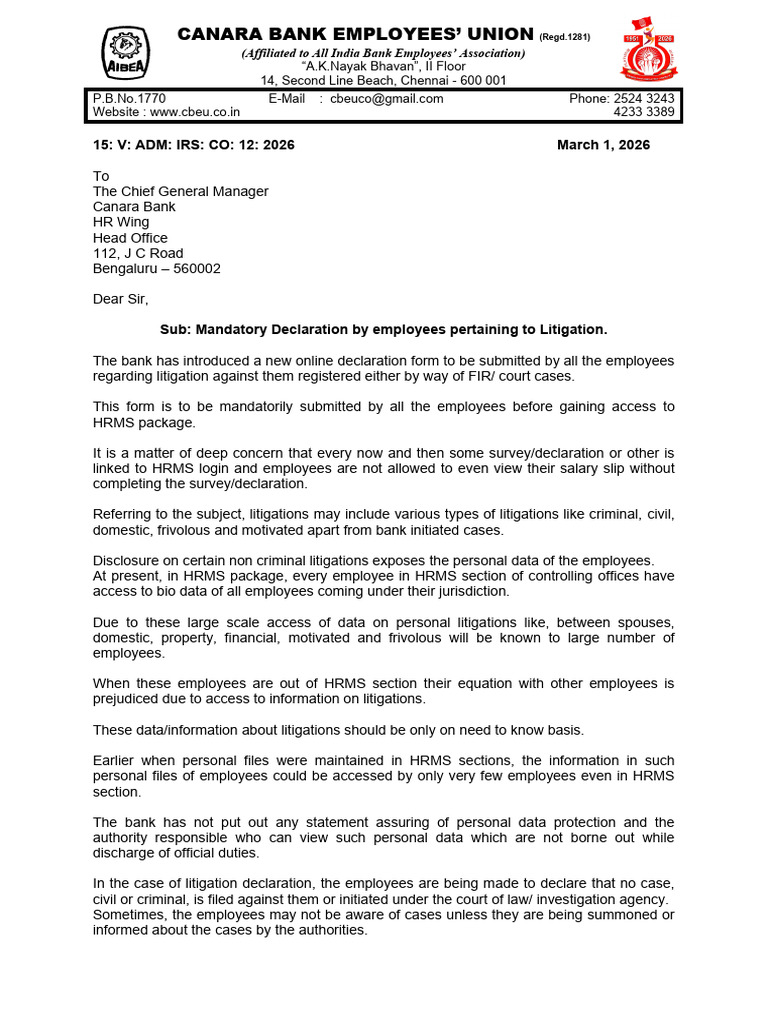 Letter To Bank On Litigation Declaration | PDF | Government | Justice