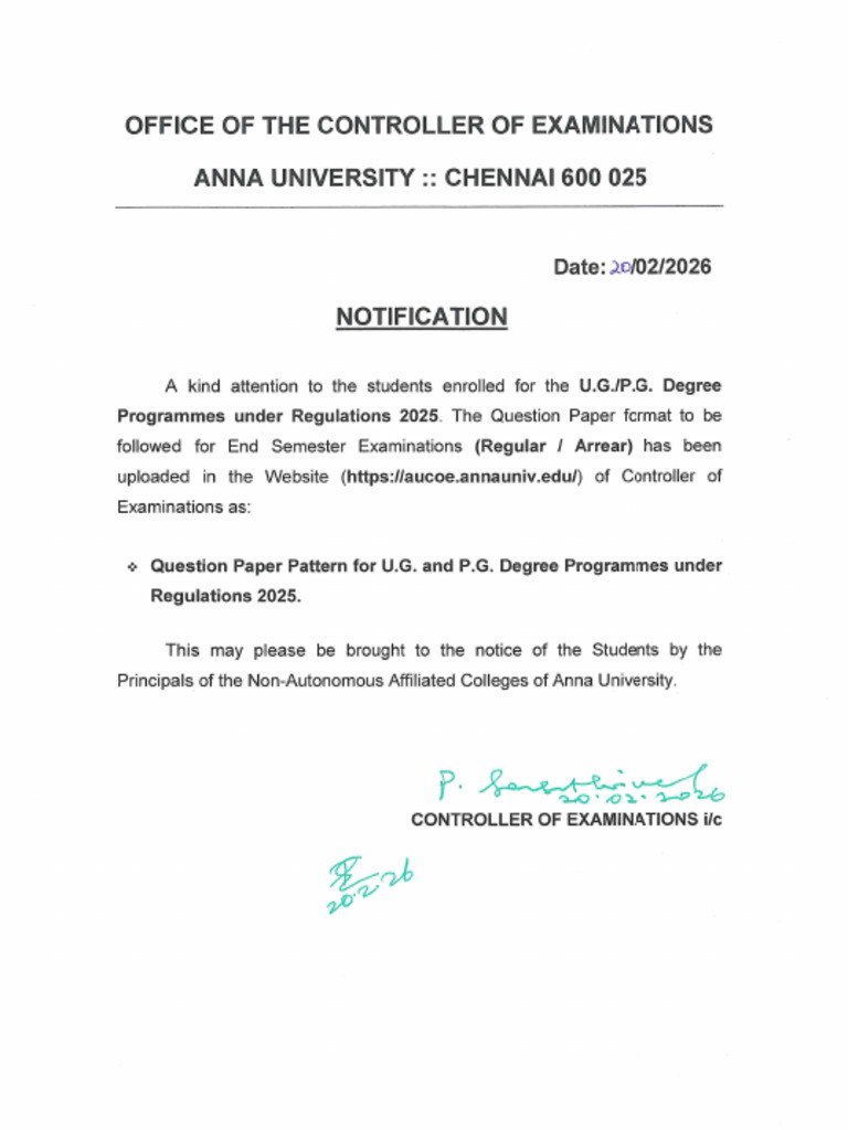 Question Paper Pattern For U.G. and P.G. Degree Programmes Under ...