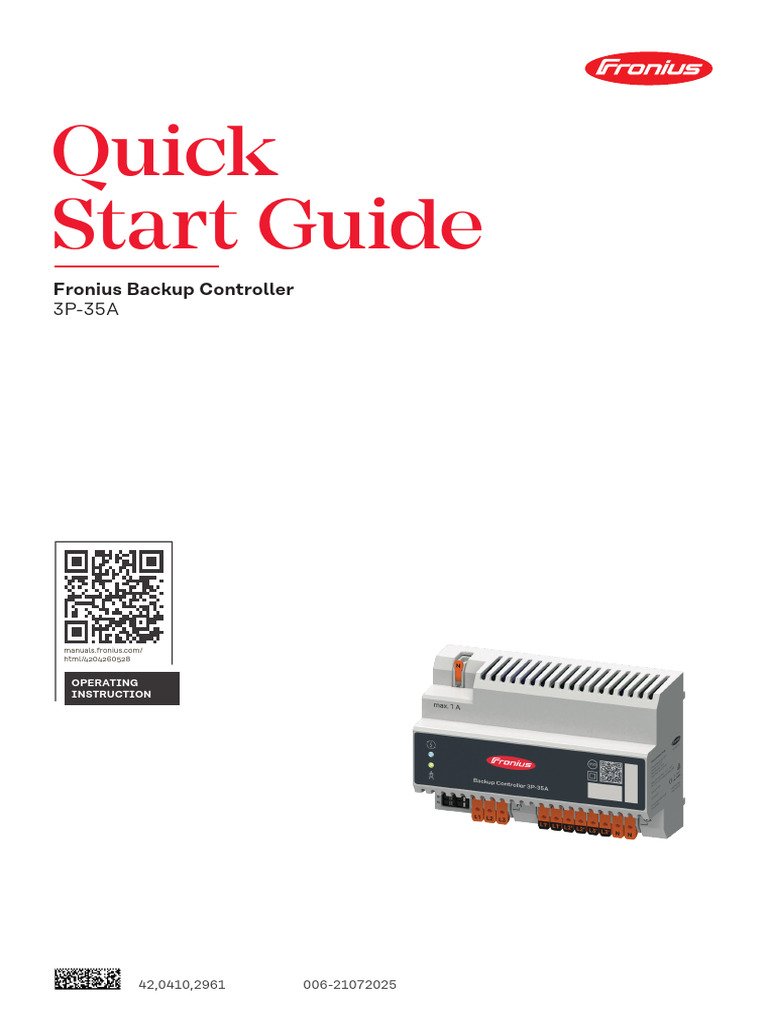 Manualquickacc FRONIUS Backup Controller 3P-35A - V006-21072025-Enpdf | PDF