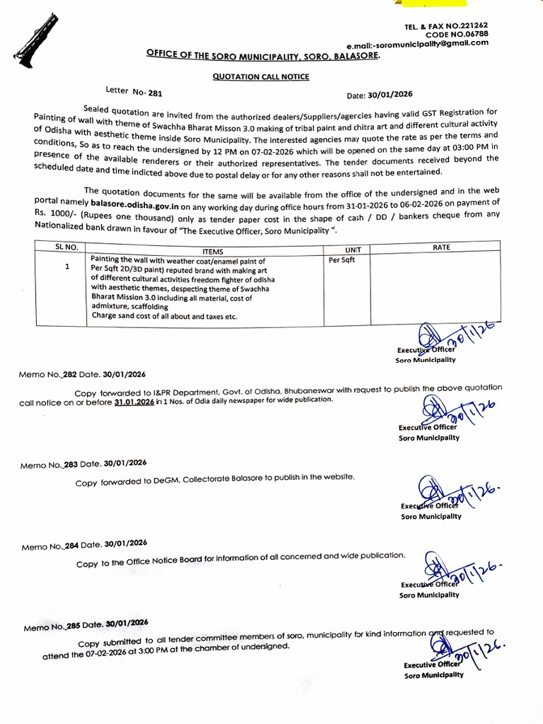 Quotation Call Notice For Wall Painting | PDF