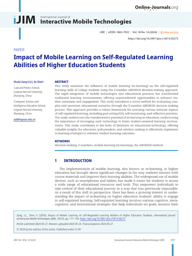 005 Impact of Mobile Learning On Self-Regulated Learning Abilities of ...