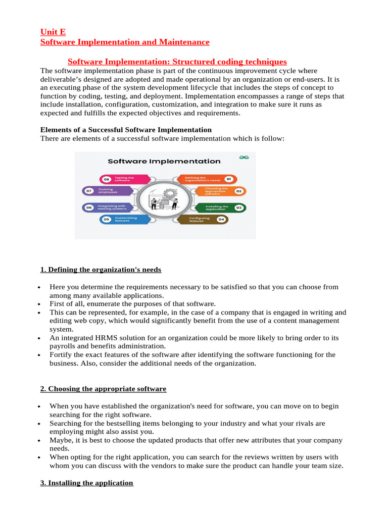 Unit E Software Implementation and Maintenance Software Implementation ...