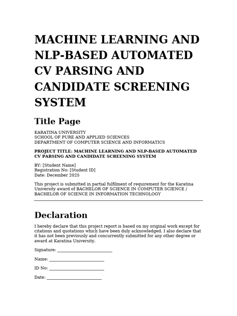 CV Parsing Project Proposal | PDF | Support Vector Machine | Machine ...
