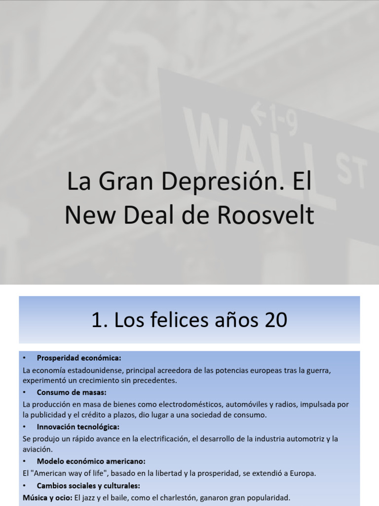 La Gran Depresión y El New Deal de Roosvelt | PDF | Gran depresion ...