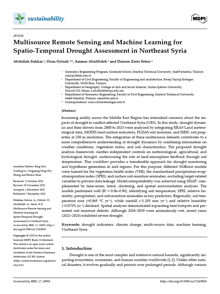 Multi Source Remote Sensing and Machine Learning For | PDF | Drought ...