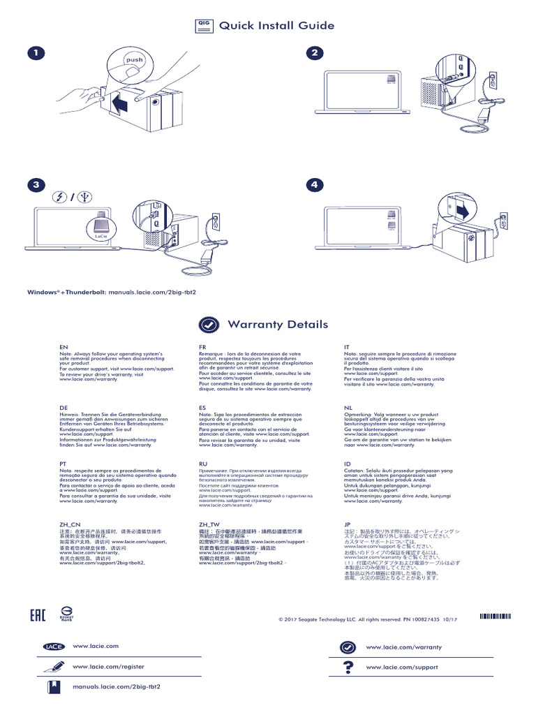 Lacie 2big Raid Thunderbolt 2 Quick Install Guide | PDF