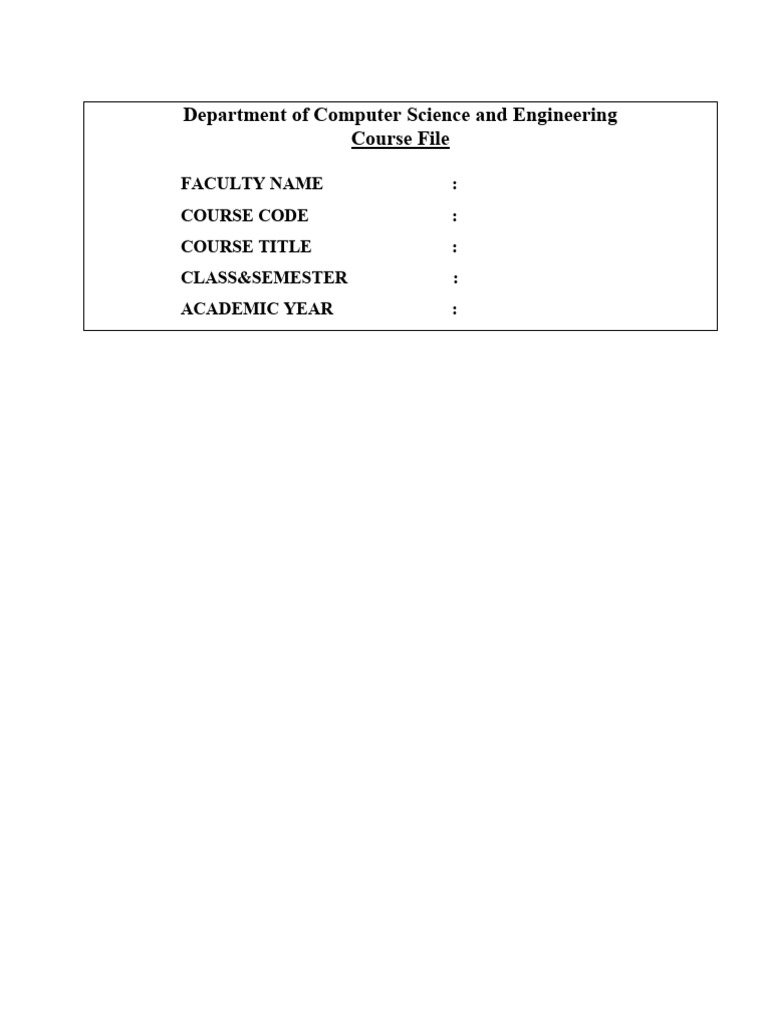 Front Course File Stick | PDF