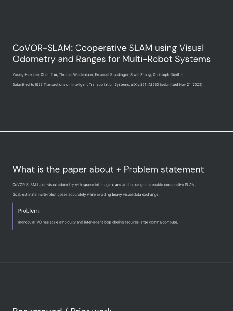 CoVOR SLAM Cooperative SLAM Using Visual Odometry and Ranges For Multi ...