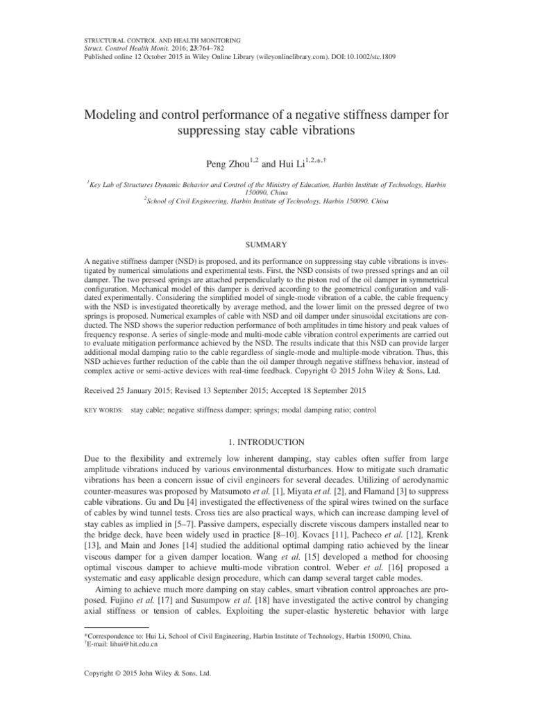 Modeling and Control Performance of A Negative Stiffness Damper For ...