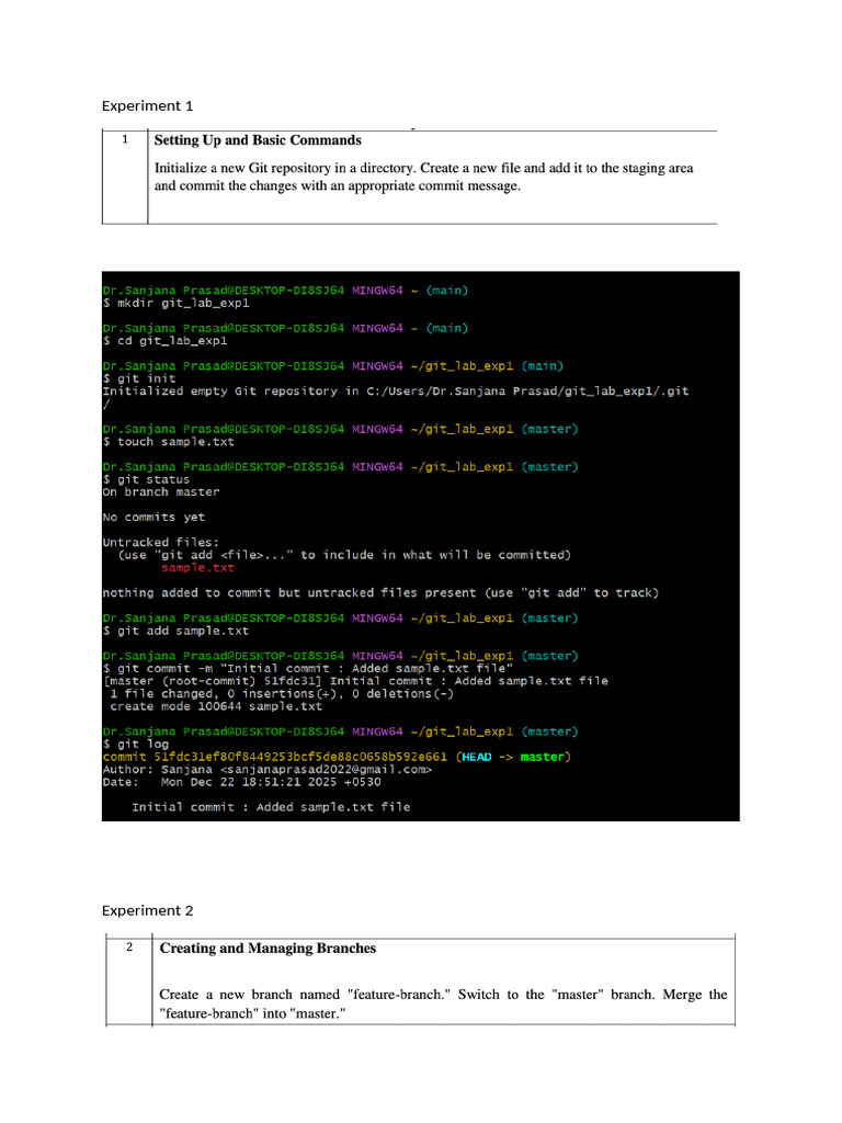 Lab Manual - Git | PDF