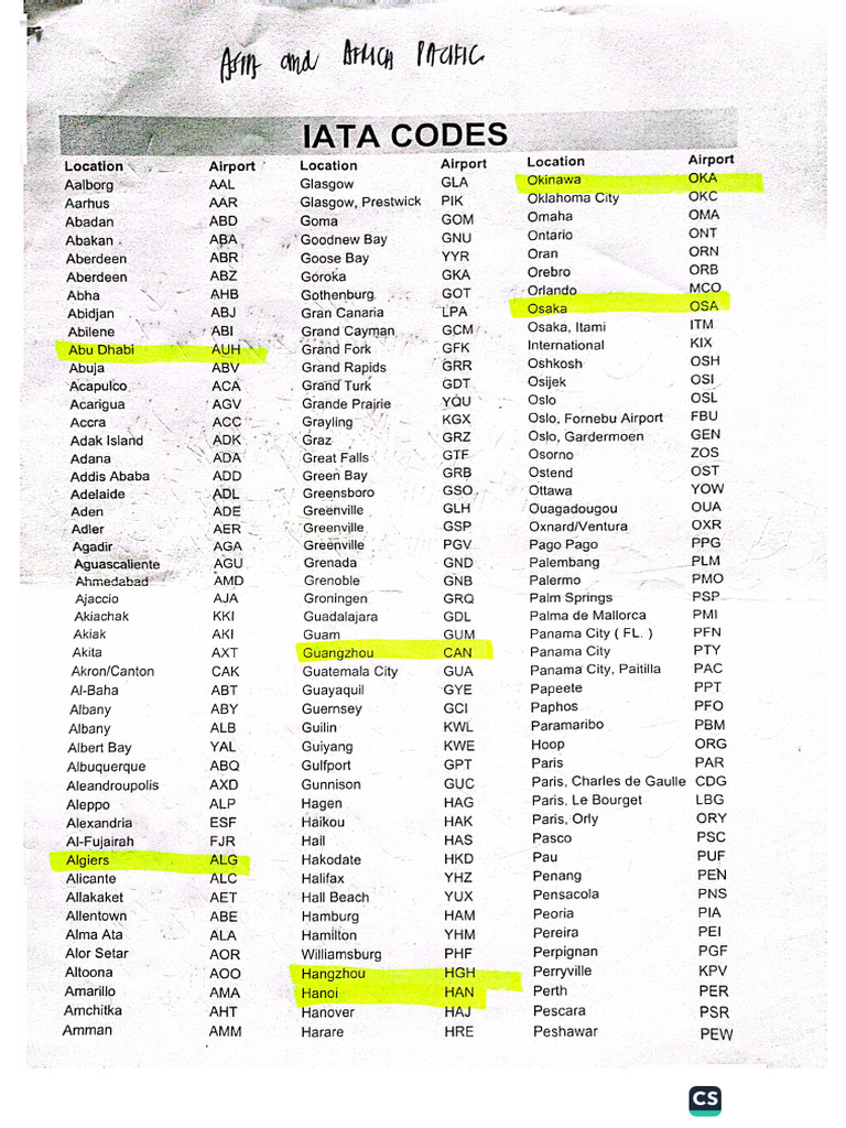 Africa and Asia Pac - Iata Codes | PDF