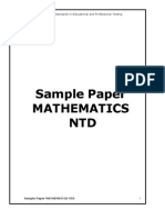 Sample Paper Mathematics NTD: Building Standards in Educational and Professional Testing