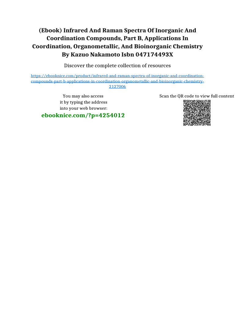 (Ebook) Infrared and Raman Spectra of Inorganic and Coordination ...