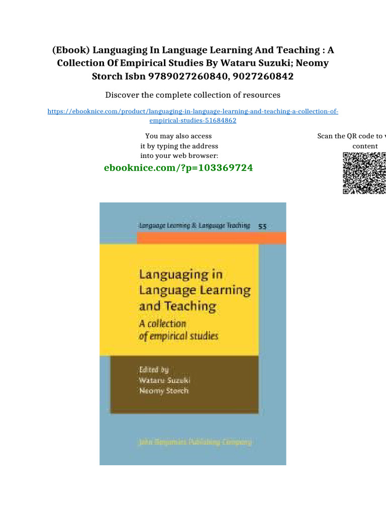 (Ebook) Languaging in Language Learning and Teaching : A Collection of ...