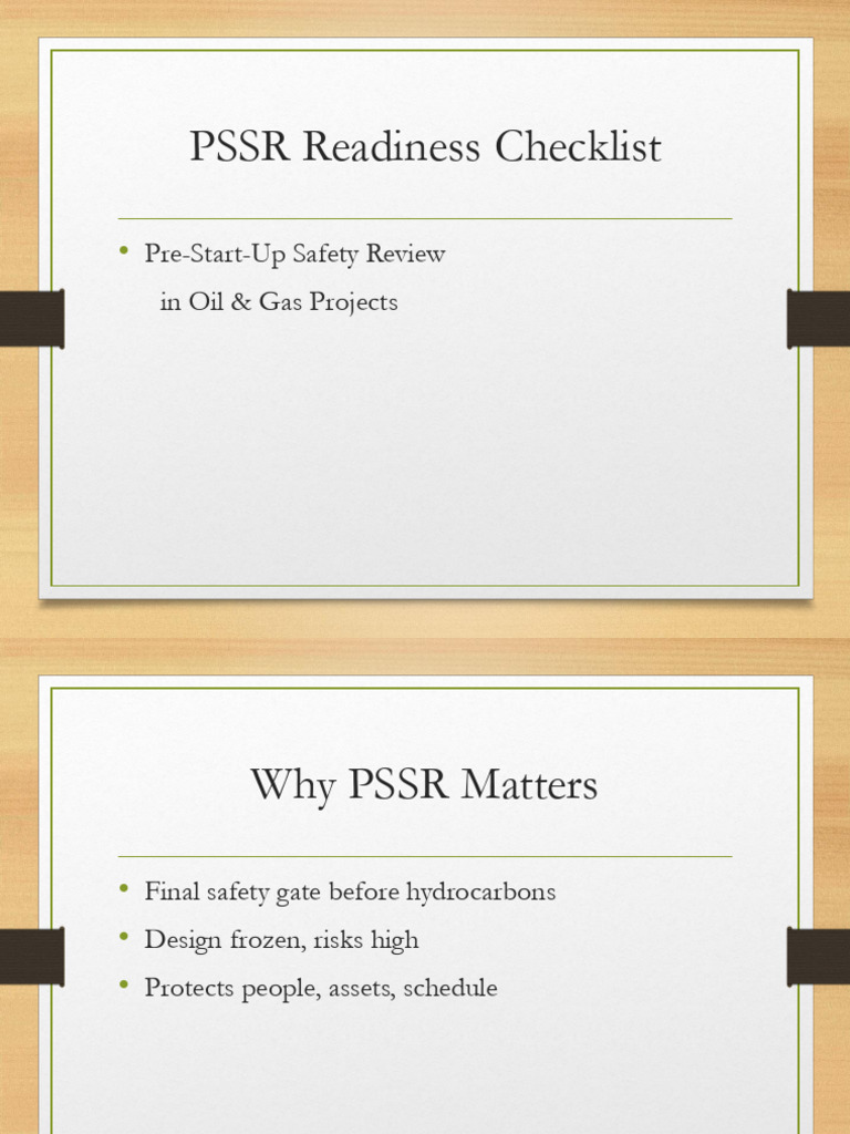 PSSR Readiness Checklist | PDF