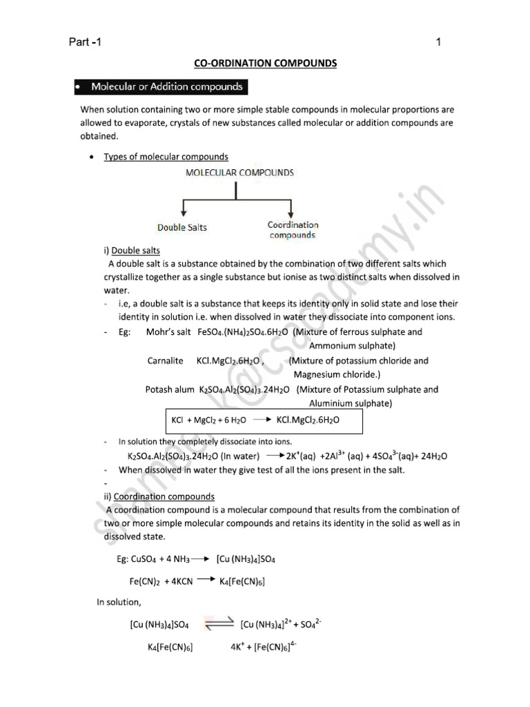 Coordination Part 1 Notes | PDF