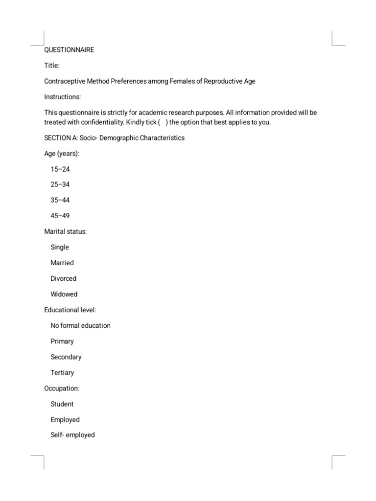 Converted Questionnaire-Wps Office | PDF | Birth Control | Fertility