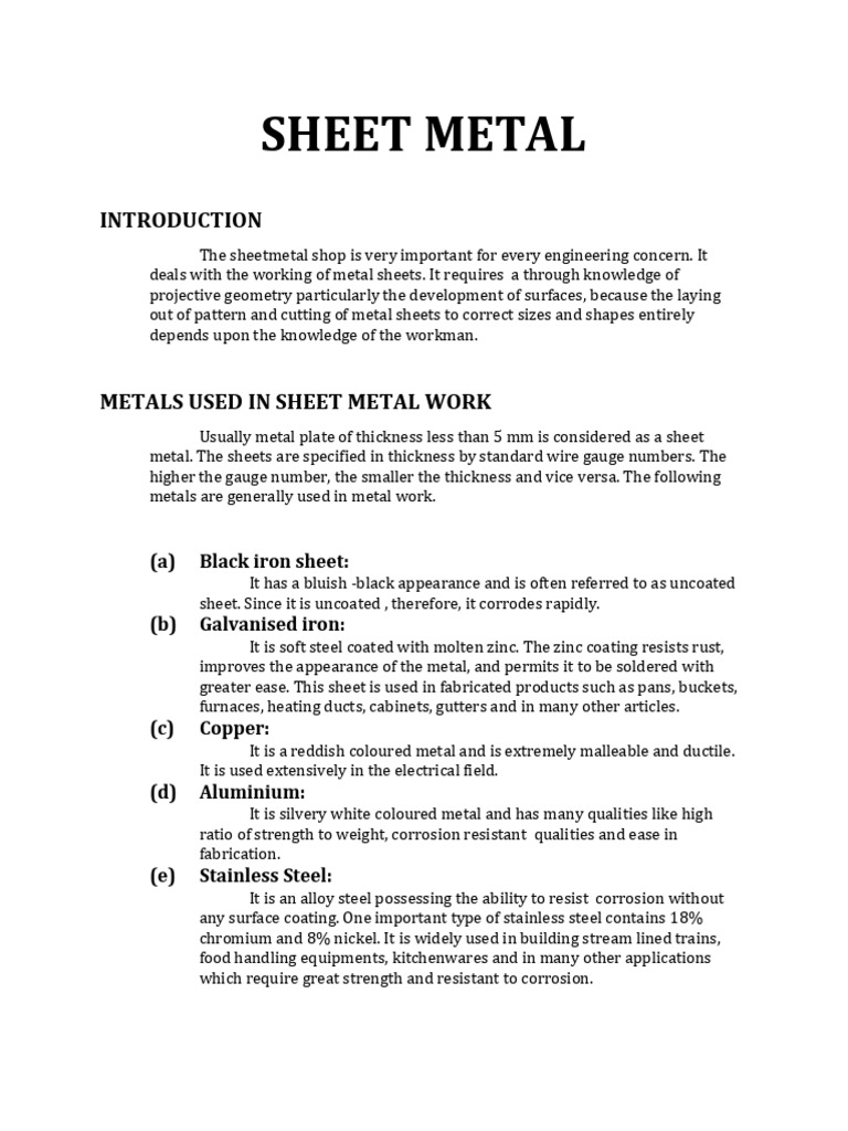 Sheet Metal 1 | PDF | Sheet Metal | Metals