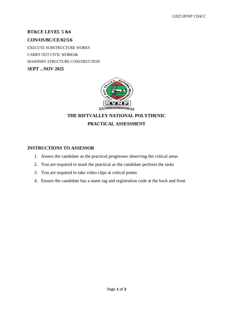 976237175 Observation Checklist Execute Substructure Works Level 5 5 | PDF