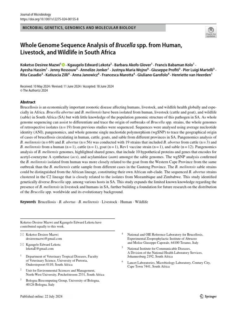 Whole Genome Sequence Analysis of Brucella SPP Fro | PDF | Dna ...