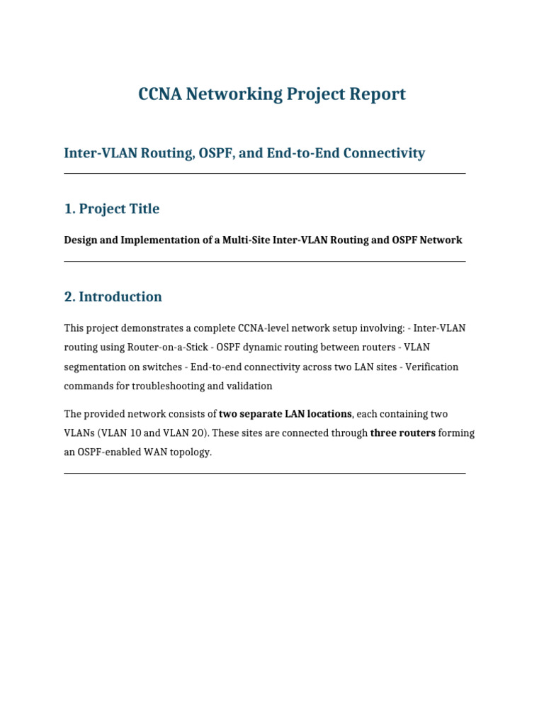 Ccna Project Report - Harsh Chauhan | PDF | Routing | Computer Network