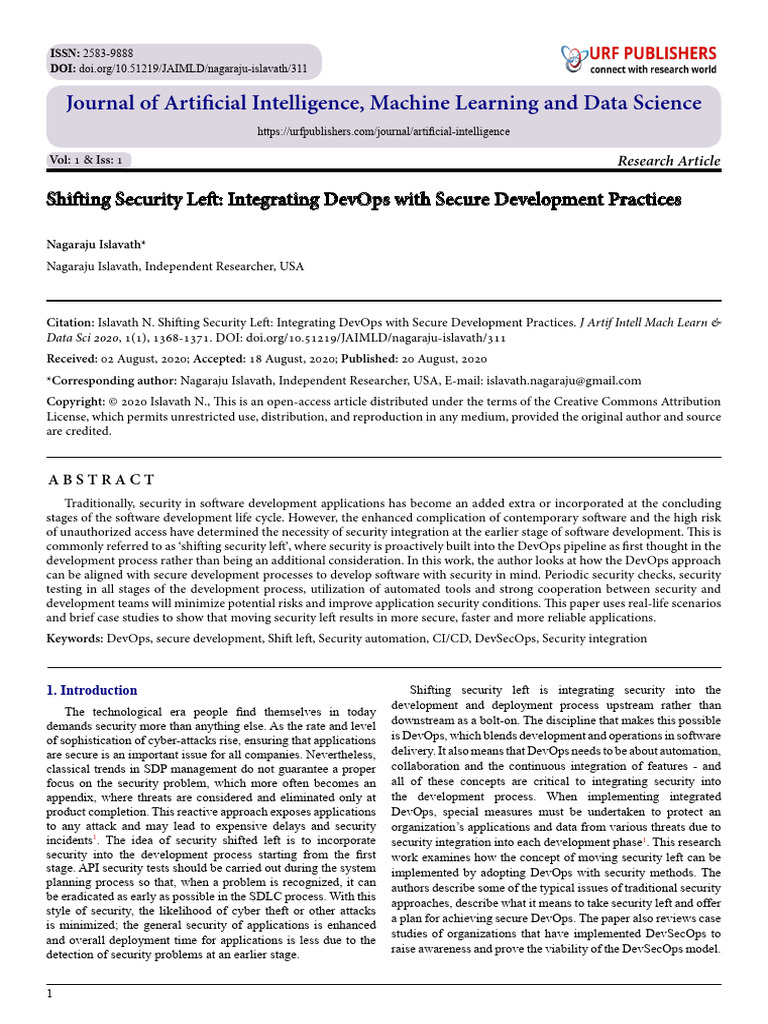 Shifting Security Left: Integrating DevOps With Secure Development ...