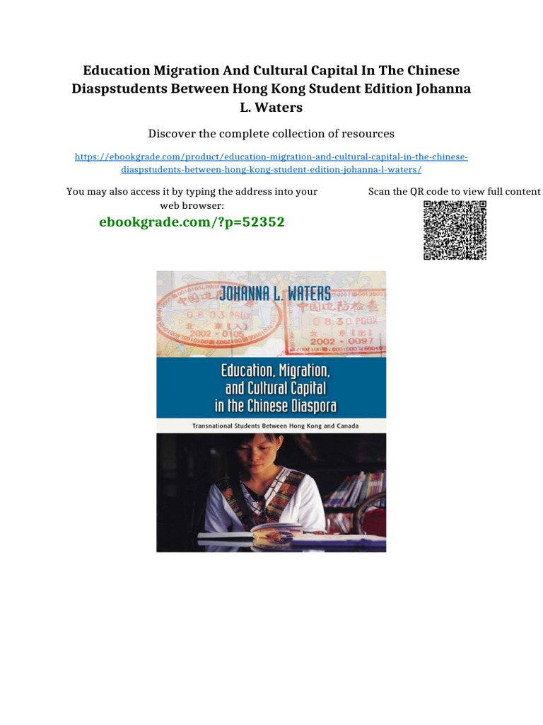Education Migration and Cultural Capital in The Chinese DiaspStudents ...