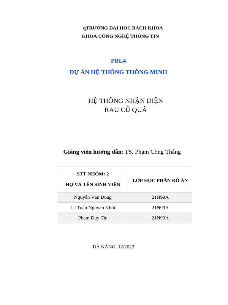 PBL4 Nhận diện rau củ quả | PDF