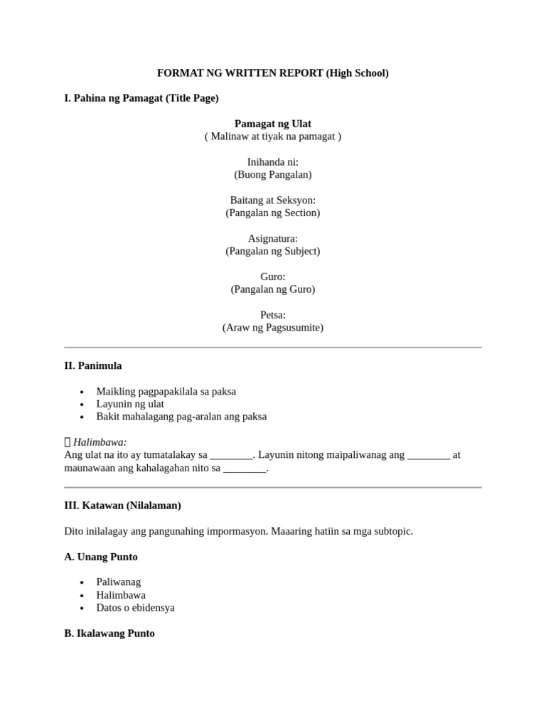 Format Ng Written Report | PDF