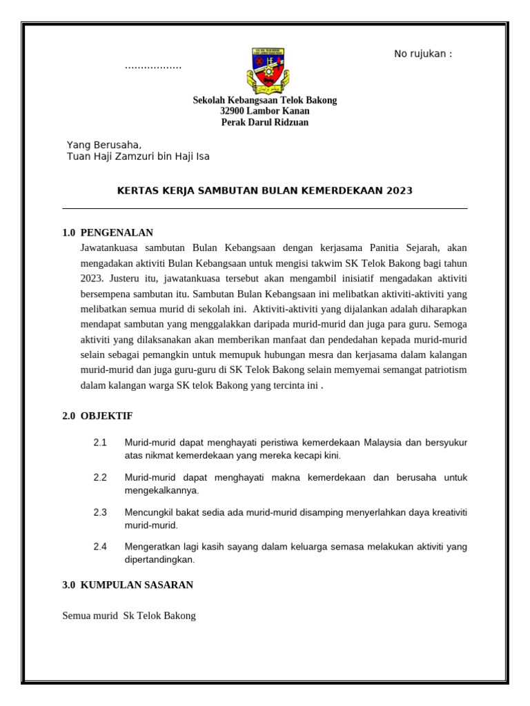 Kertas Kerja Merdeka 2023 | PDF