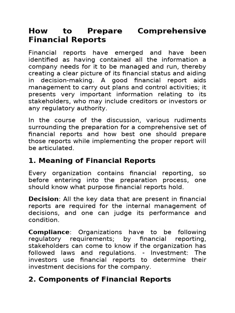 How To Prepare Comprehensive Financial Report | PDF | Financial ...