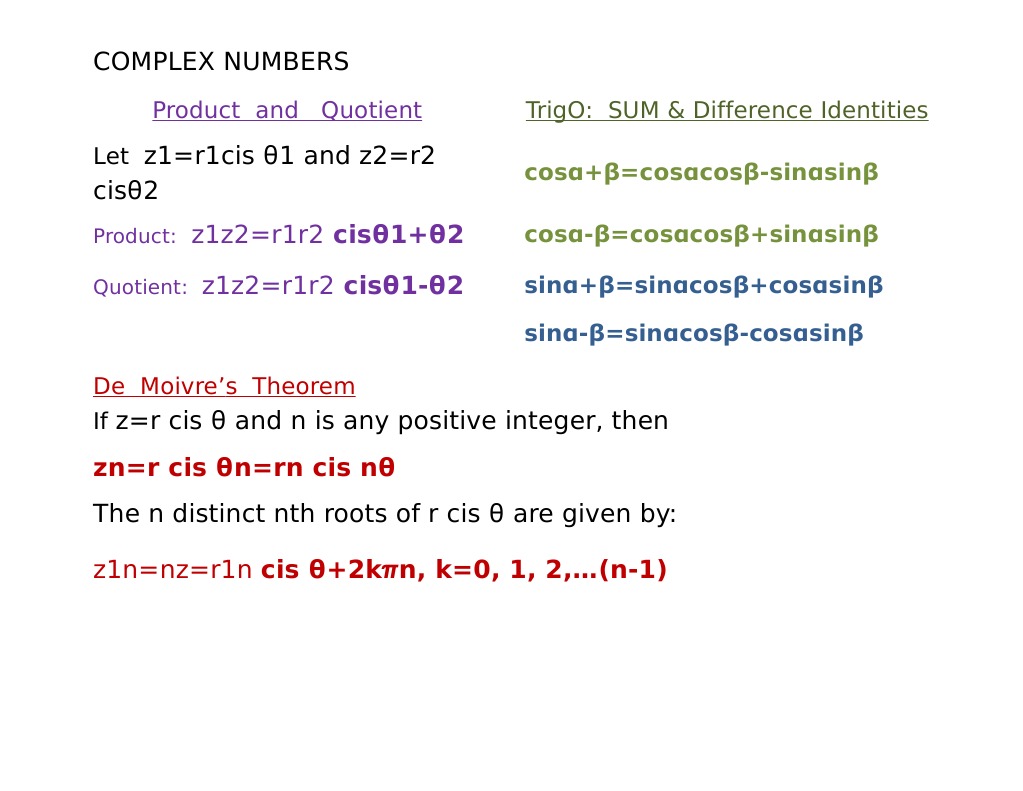 Complex Numbers: Product & Quotient Rules | PDF