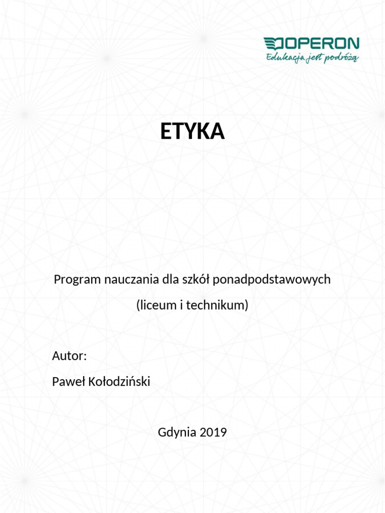 Etyka Program Nauczania Zakres Podstawowy | PDF