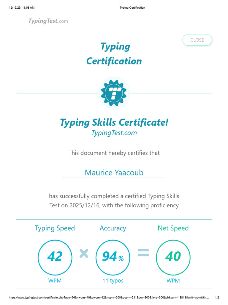 Typing Certification | PDF