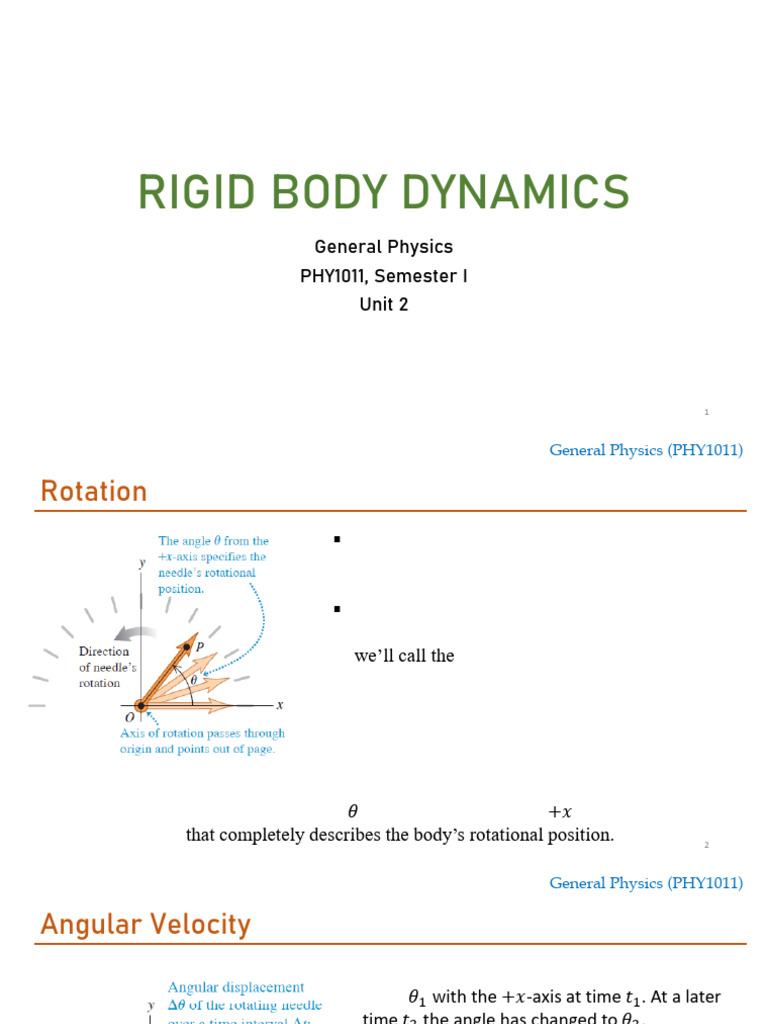 PHY1011 Unit II Rigid Body Dynamics | PDF | Rotation Around A Fixed ...