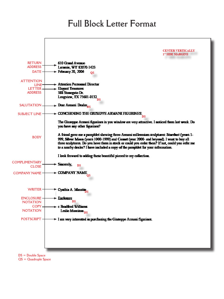 Full Block Letter Format | PDF | Notation | Linguistics