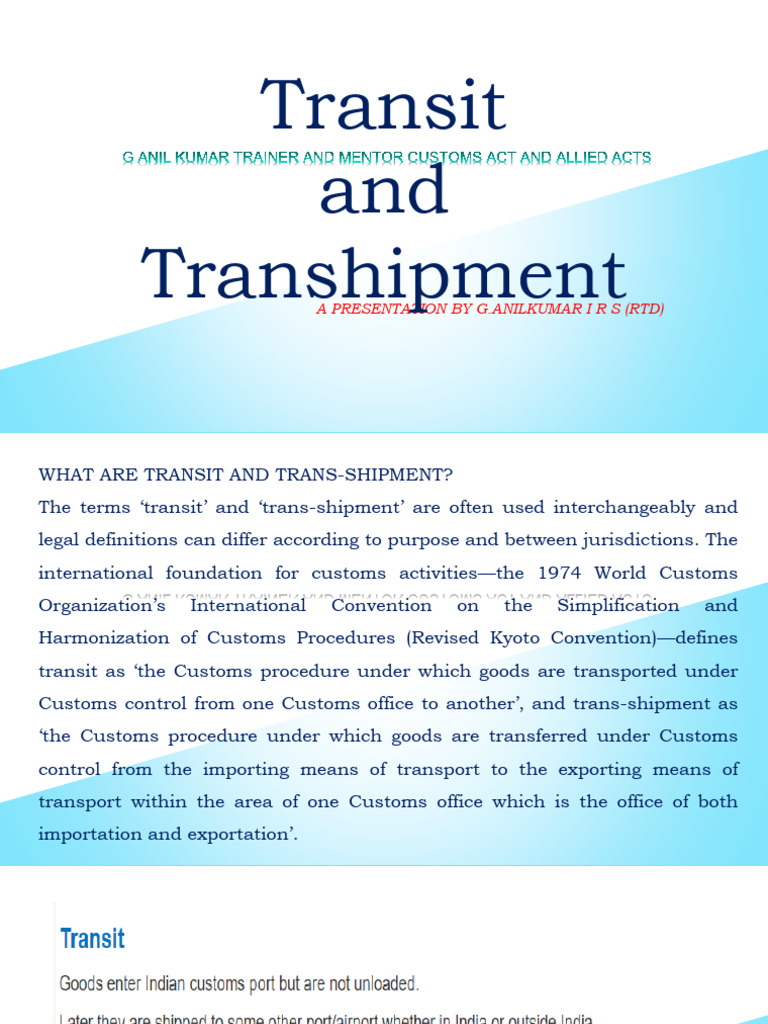 Transit and Transhipment | PDF | Customs | Port
