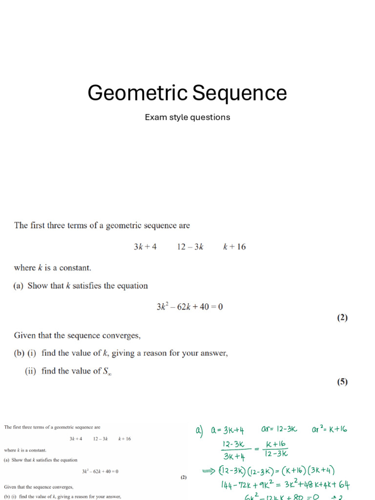 Geometric Sequence - Exam Style Questions | PDF