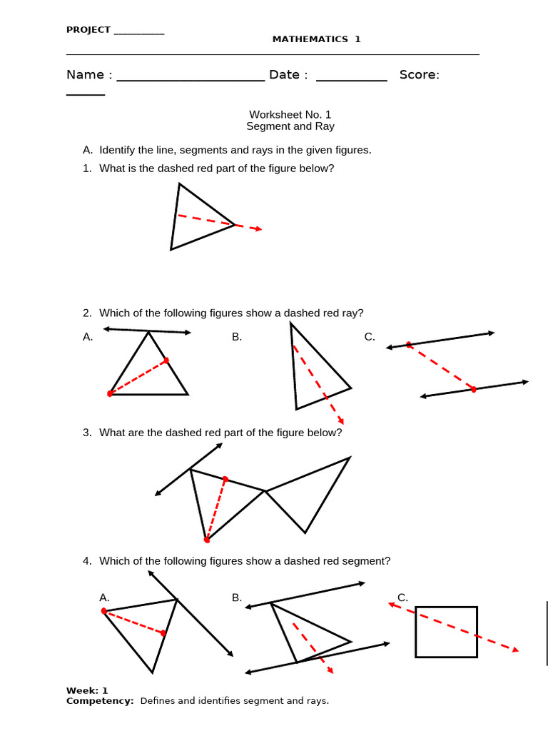 Activity Sheet 1 Line Segments and Rays Grade 7 | PDF
