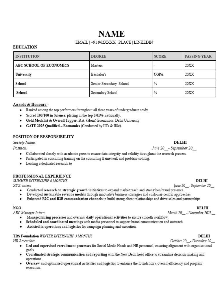 Sample CV | PDF