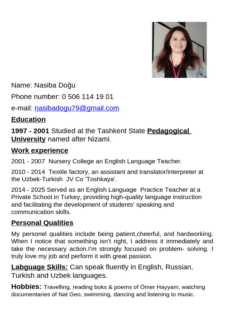 1 My CV in English (NEW) | PDF