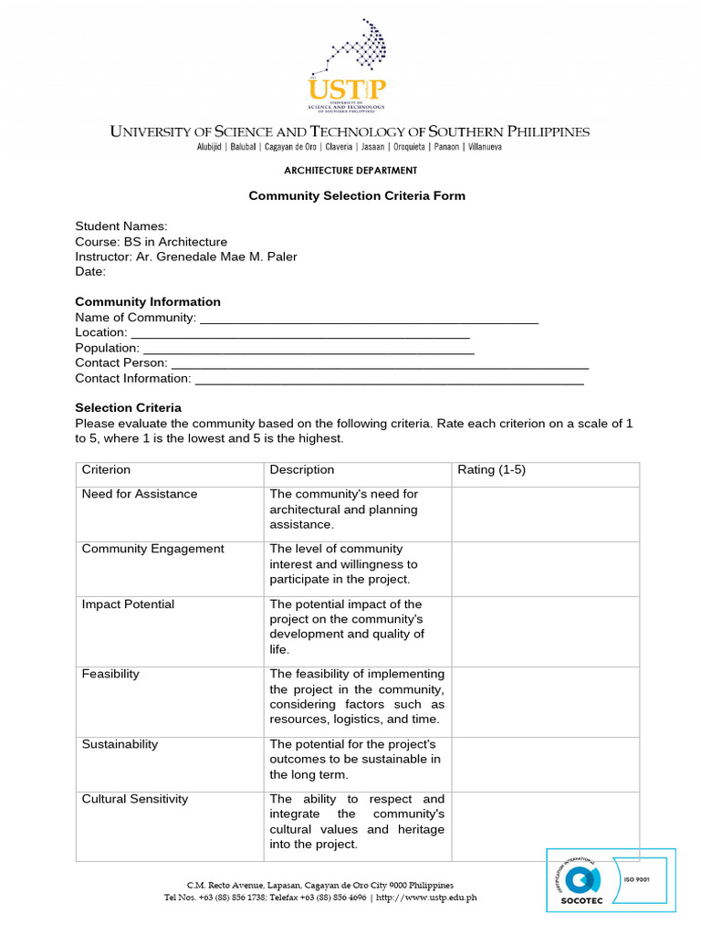 Community Selection Template 1 | PDF | Cognition