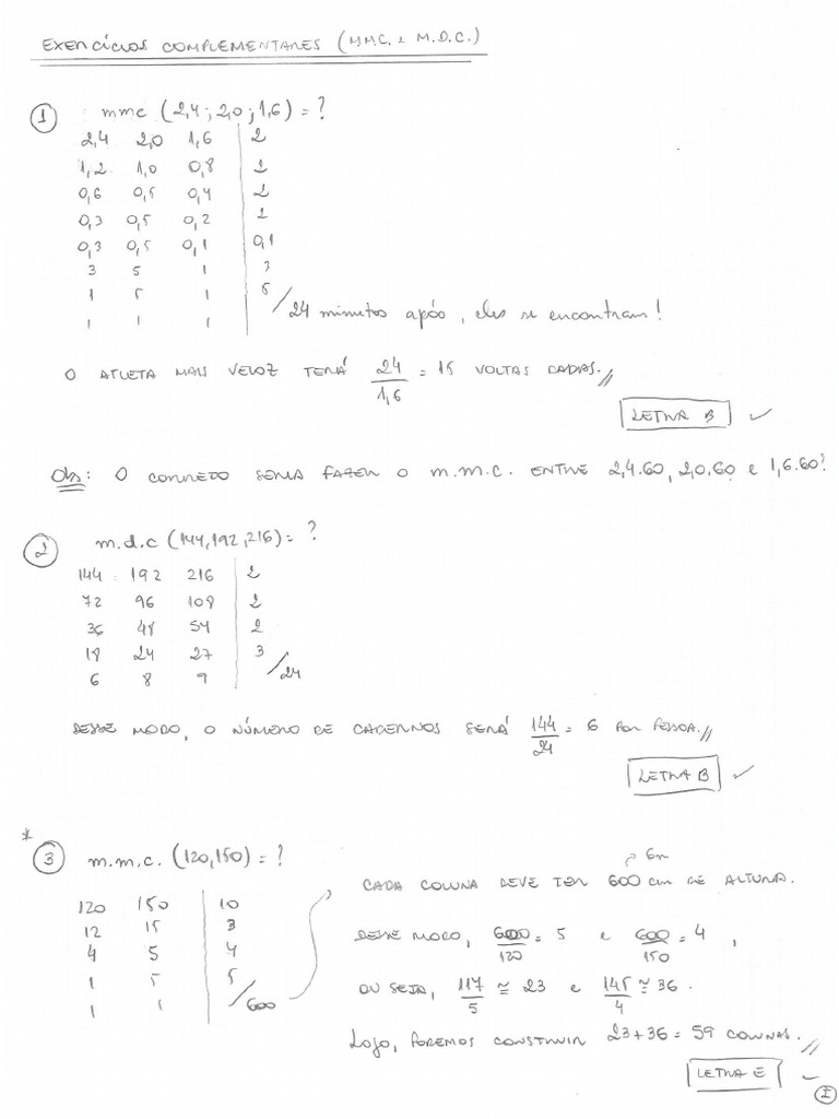 SOLUÇÔES - MMC e MDC - EXTRA | PDF
