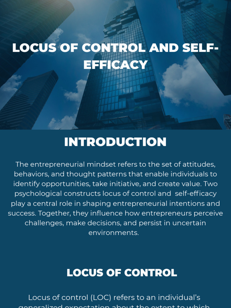 Locus of Control and Self-Efficacy | PDF | Entrepreneurship | Self Efficacy