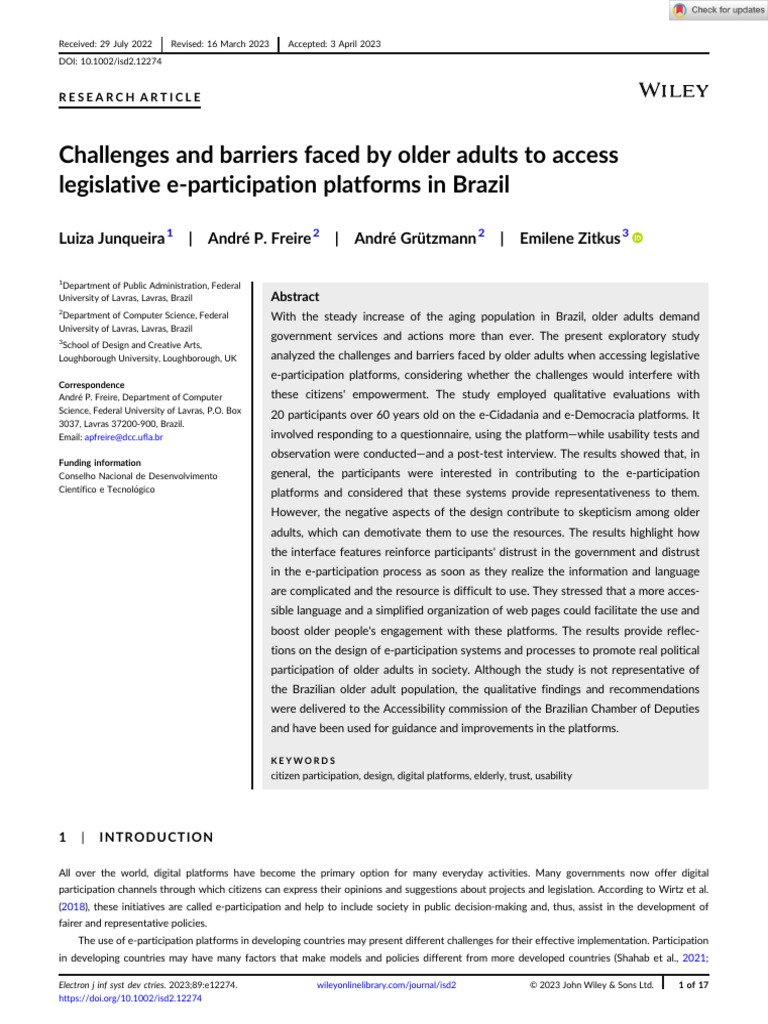 Challenges and Barriers Faced by Older Adults To Access Legislative E ...
